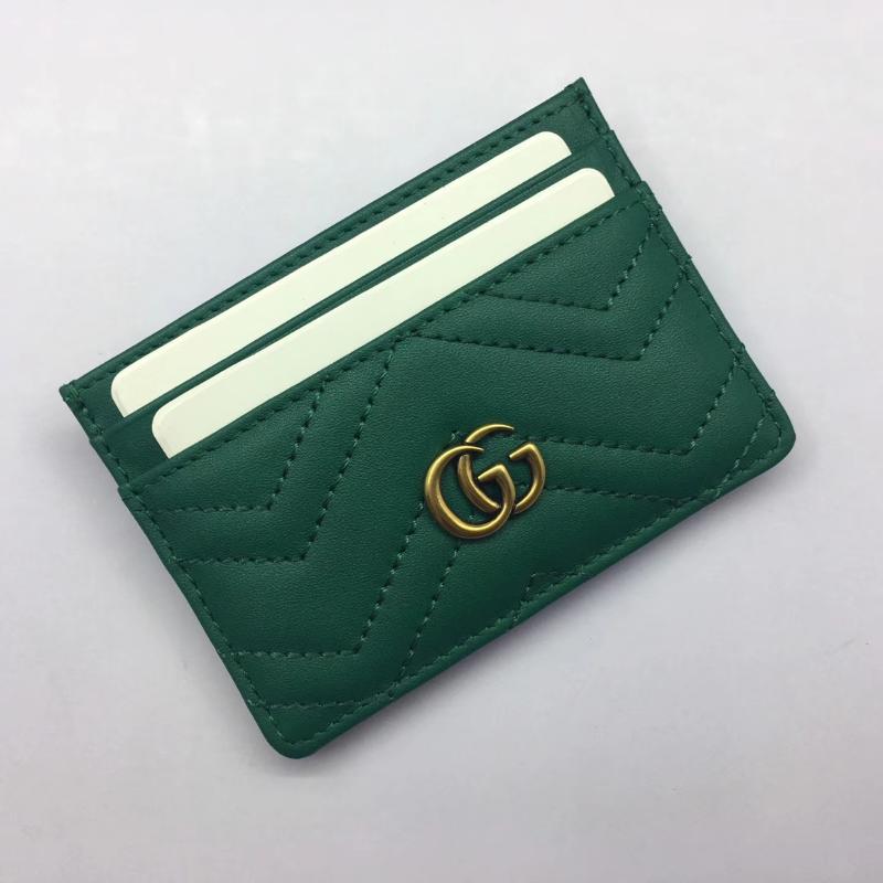 Gucci wallets 443127 Full leather plain black green